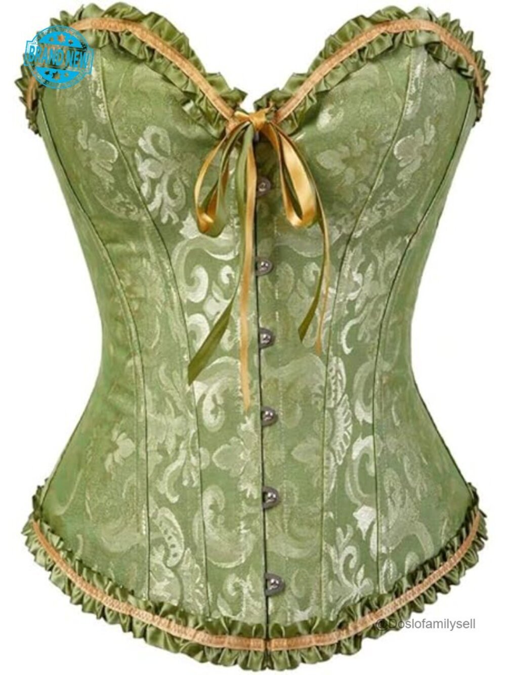 Overbust Lace Up Corset Top Strapless Bustier with Plastic Boning